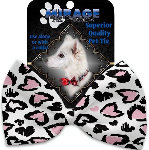 Mirage Pet 1371-BT Pink Leopard Hearts Pet Bow Tie