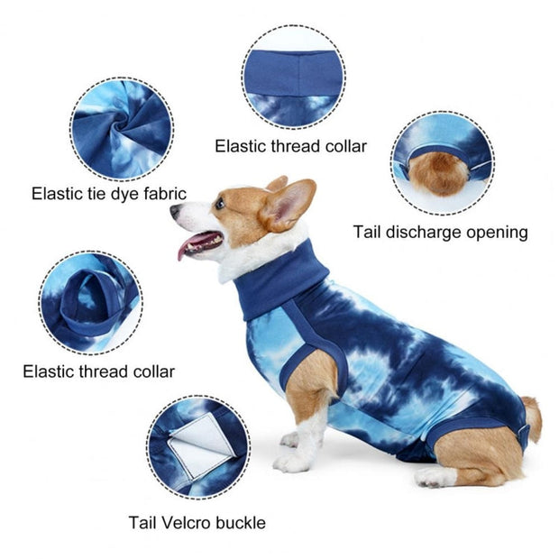 Tie-dye Dog Postoperative Clothes Easy to Put On and Take Off Pet