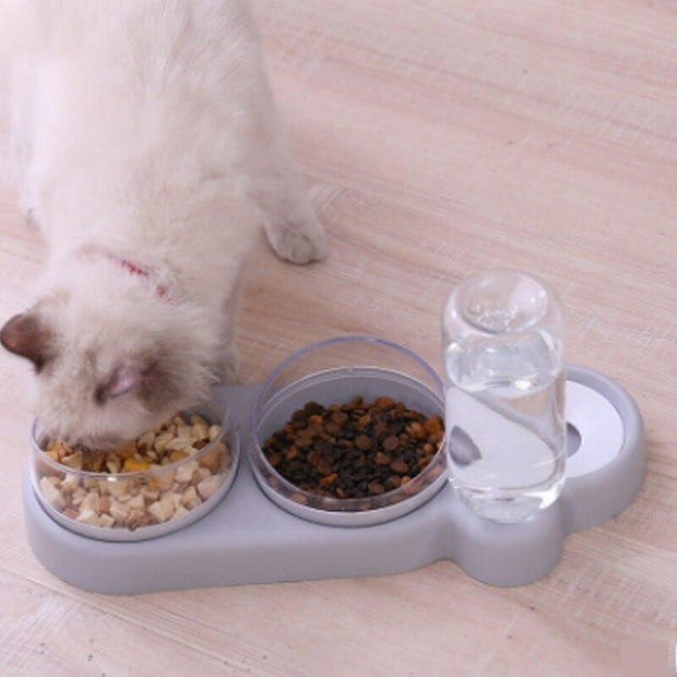 Pet Bowl Automatic Feeder Dog Cat Food Bowl with Water Dispenser