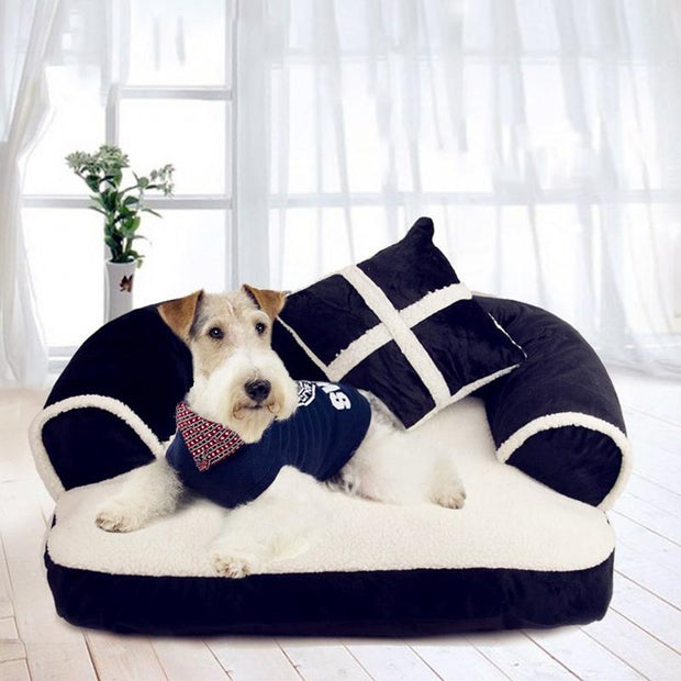 Luxury Double-Cushion Pet Dog Sofa Beds With Pillow Detachable Wash